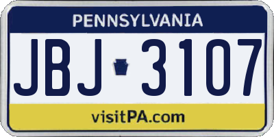 PA license plate JBJ3107