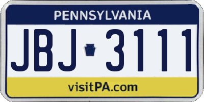 PA license plate JBJ3111