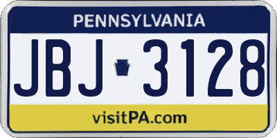 PA license plate JBJ3128