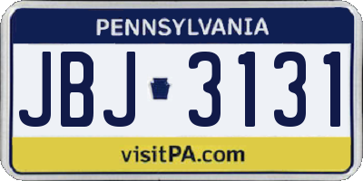 PA license plate JBJ3131