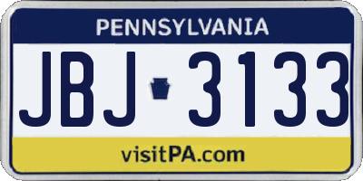 PA license plate JBJ3133