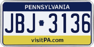 PA license plate JBJ3136