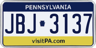 PA license plate JBJ3137