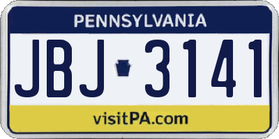 PA license plate JBJ3141