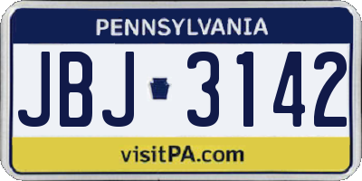 PA license plate JBJ3142