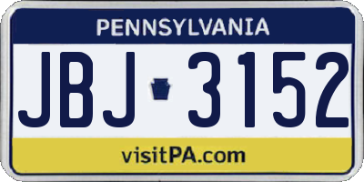 PA license plate JBJ3152