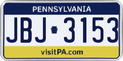 PA license plate JBJ3153