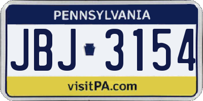PA license plate JBJ3154