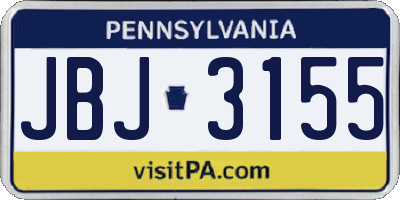 PA license plate JBJ3155