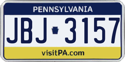 PA license plate JBJ3157