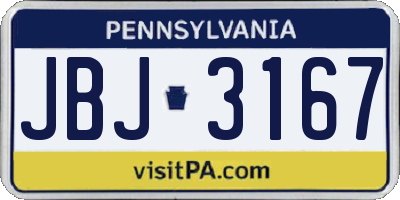 PA license plate JBJ3167