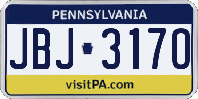 PA license plate JBJ3170