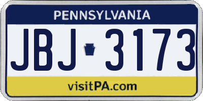 PA license plate JBJ3173