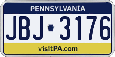 PA license plate JBJ3176