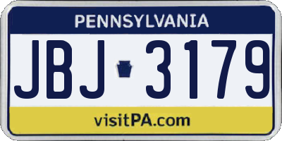 PA license plate JBJ3179