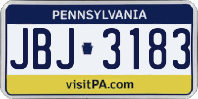 PA license plate JBJ3183