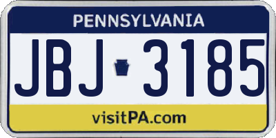 PA license plate JBJ3185