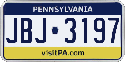 PA license plate JBJ3197