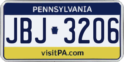 PA license plate JBJ3206