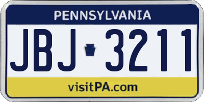 PA license plate JBJ3211
