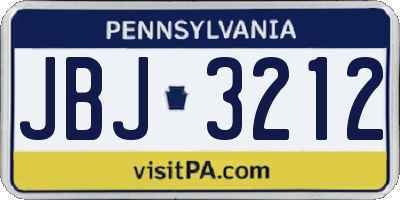 PA license plate JBJ3212