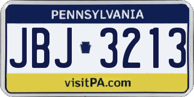 PA license plate JBJ3213