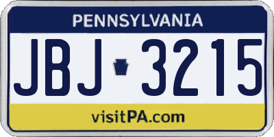 PA license plate JBJ3215