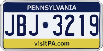 PA license plate JBJ3219