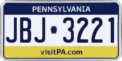 PA license plate JBJ3221