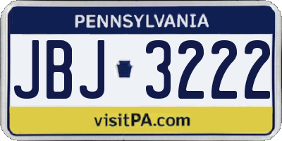 PA license plate JBJ3222