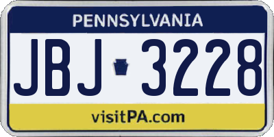 PA license plate JBJ3228