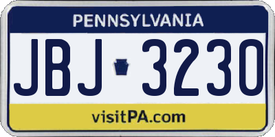 PA license plate JBJ3230