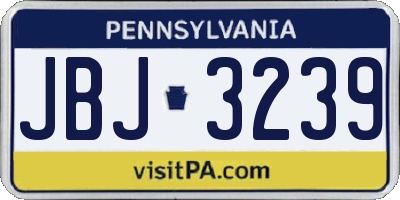 PA license plate JBJ3239