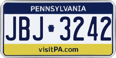 PA license plate JBJ3242