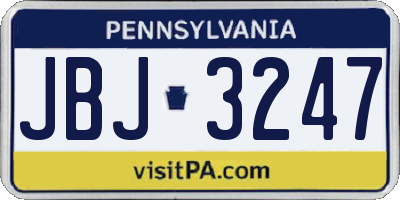 PA license plate JBJ3247