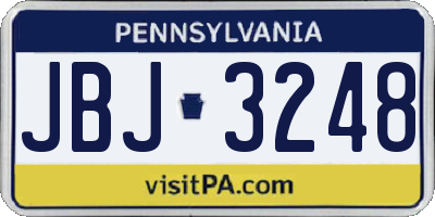 PA license plate JBJ3248