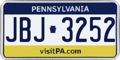 PA license plate JBJ3252