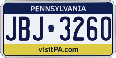 PA license plate JBJ3260