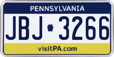 PA license plate JBJ3266