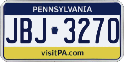 PA license plate JBJ3270