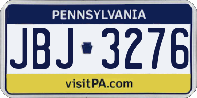 PA license plate JBJ3276