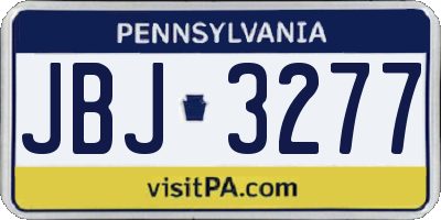 PA license plate JBJ3277
