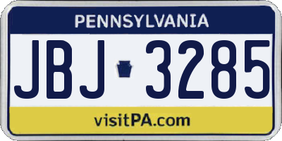 PA license plate JBJ3285