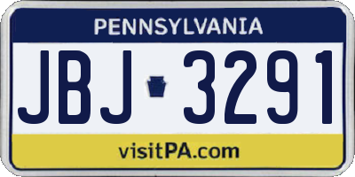 PA license plate JBJ3291