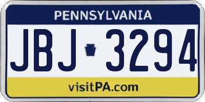 PA license plate JBJ3294