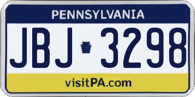 PA license plate JBJ3298
