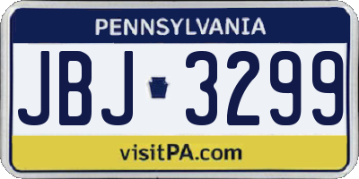 PA license plate JBJ3299