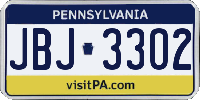 PA license plate JBJ3302