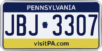 PA license plate JBJ3307