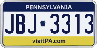 PA license plate JBJ3313